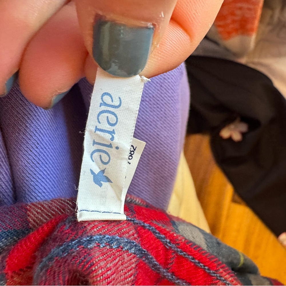 Aerie Cotton Plaid Flannel Tote Bag - Picture 3 of 5